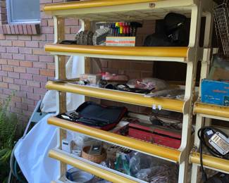 These rolling shop shelves may have started out as retail but are great for this purpose. 