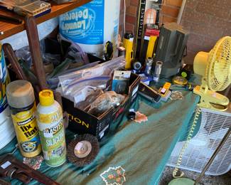 Outside patio has great selection of tools to choose from.