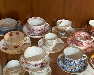 Dozens of beautiful teacups.