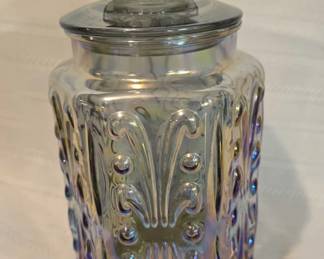 Carnival Glass Iridescent Cookie Jar
