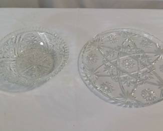 Anchor Hocking Crystal Platter And Bowl