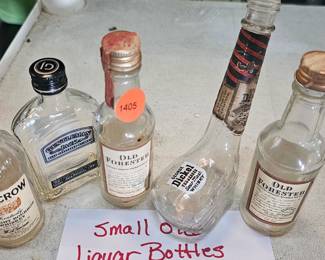 LOT OF SMALL GLASS LIQUOR BOTTLES