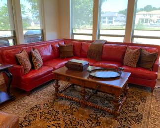 Custom Red Leather Sectional