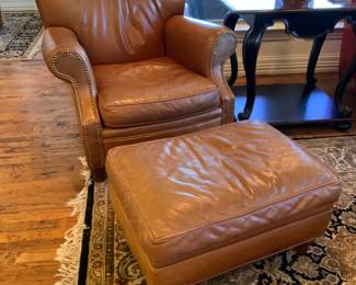 Leather Chair + Ottoman 