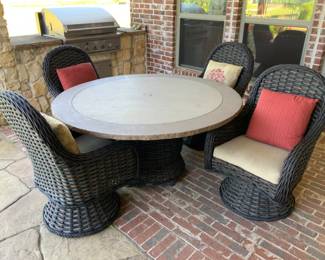 Lane Venture Patio Table, 4 Chairs + Ottoman