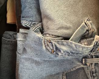 Assorted vintage jeans.