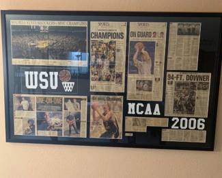 WSU framed memorabilia. 38 x 60