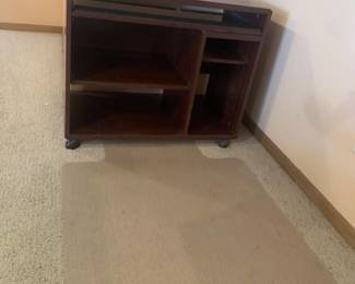 Small computer desk 29x35x20 with carpet protector Located in basement