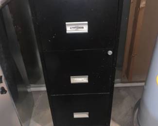 3 drawer metal filing cabinet. 39 x 15 x 18. Located in the basement
