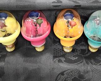 Vintage light bulbs with glass flower filaments from the 1930s-40s