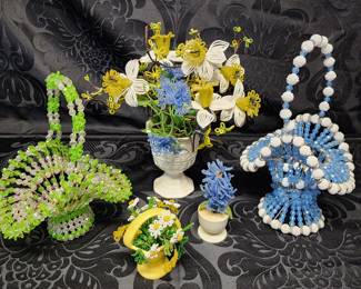 Beaded flowers and baskets