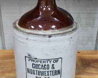 Chicago Northwestern railroad stoneware jug