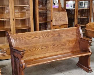 Oak Church Pew, Oak Secretary, many Oak China Cabinets