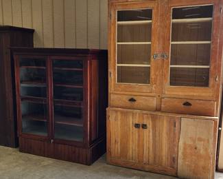 Huge old primitive kitchen cupboard with flour bin. 