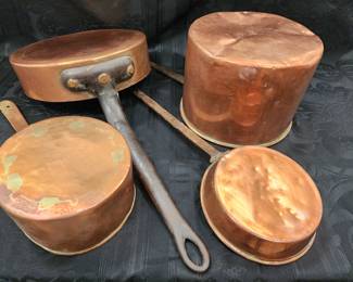 Heavy Antique Copper Pans