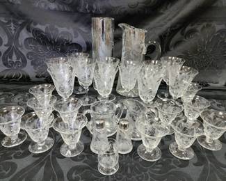 Etched crystal with butterfly design