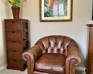 Crocodile Leather Tufted Chair