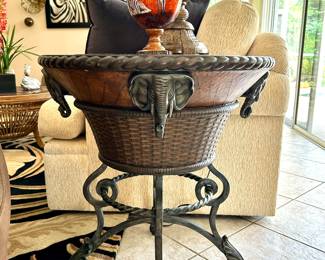 Elephant Head Iron/Leather Table
