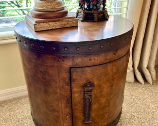 Old World Map Leather Duffel Table