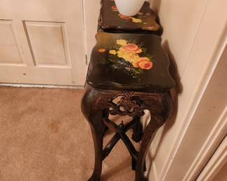 Carved, decorative side tables (2)