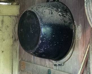 Large black enamel pot