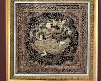 Vintage Framed KALAGA Embroidered Tapestry 