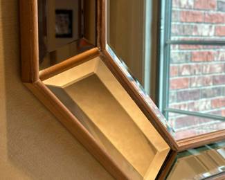 Vintage Beveled Octagon Mirror with Gilded Wood Trim