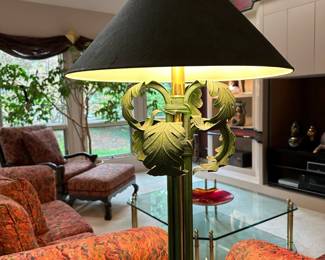Vintage Curled Palm Leaf Floor Lamp