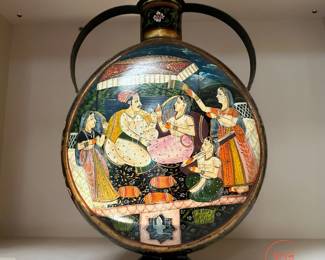 Vintage Indian Hand Painted Tin Jug 