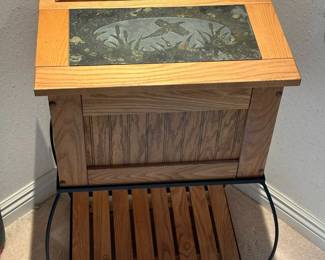 Metal Art Pheasant Scene Trunk on Metal Stand