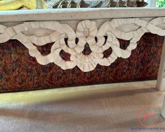 Custom Hand Carved Console Table with Travertine Tile Top