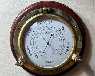 Vintage Whitney Brass Porthole Barometer