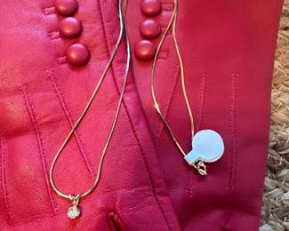 14K GOLD Necklace with Diamond Slide Pendant