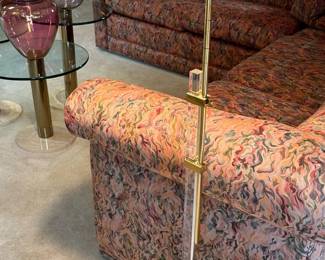 CEDRIC HARTMAN Style 1970's Brass and Acrylic Adjustable Hooded Floor Lamp