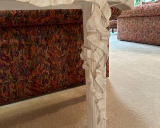 Custom Hand Carved Console Table with Travertine Tile Top