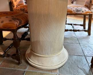 Custom Two Column Dining Room Table with Metal Inlay Top Married with Century Furniture Chairs