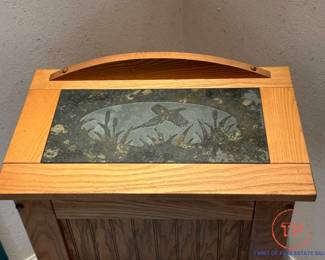 Metal Art Pheasant Scene Trunk on Metal Stand