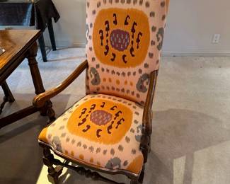 Vintage Dining Room Table with Parquet Style Inlay Married with Century Dining Room Chairs