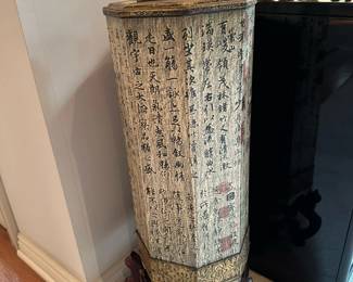 Hand Painted Chinese Octagon Pedestal on Carved Stand