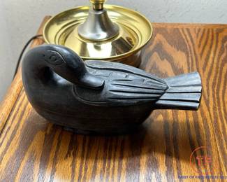 Hand Carved Wood Duck Trinket Box
