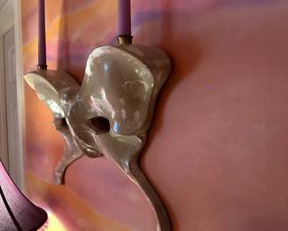 Wood Carved Butterfly Candle Holder