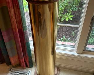 Vintage Brass and Wood Column Pedestals