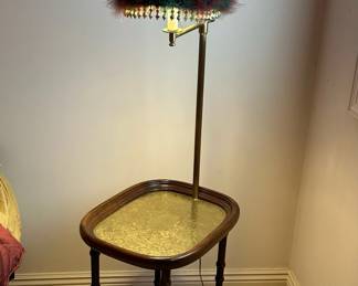 Vintage Brass Side Table Floor Lamp