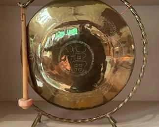Chinese Dragon Scene Brass Gong