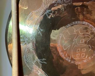 Chinese Dragon Scene Brass Gong