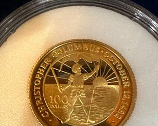 1989 GOLD $100 Proof Coin "The Dawn of a New World"