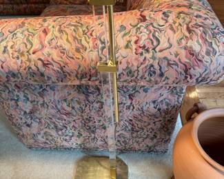 CEDRIC HARTMAN Style 1970's Brass and Acrylic Adjustable Hooded Floor Lamp