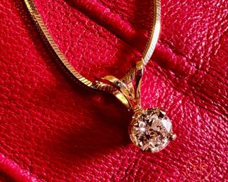 14K GOLD Necklace with Diamond Slide Pendant