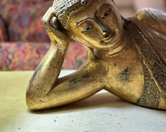 Hand Carved Giltwood Reclining BUDDHA