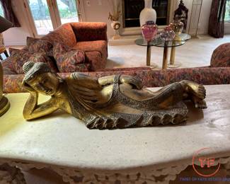 Hand Carved Giltwood Reclining BUDDHA
